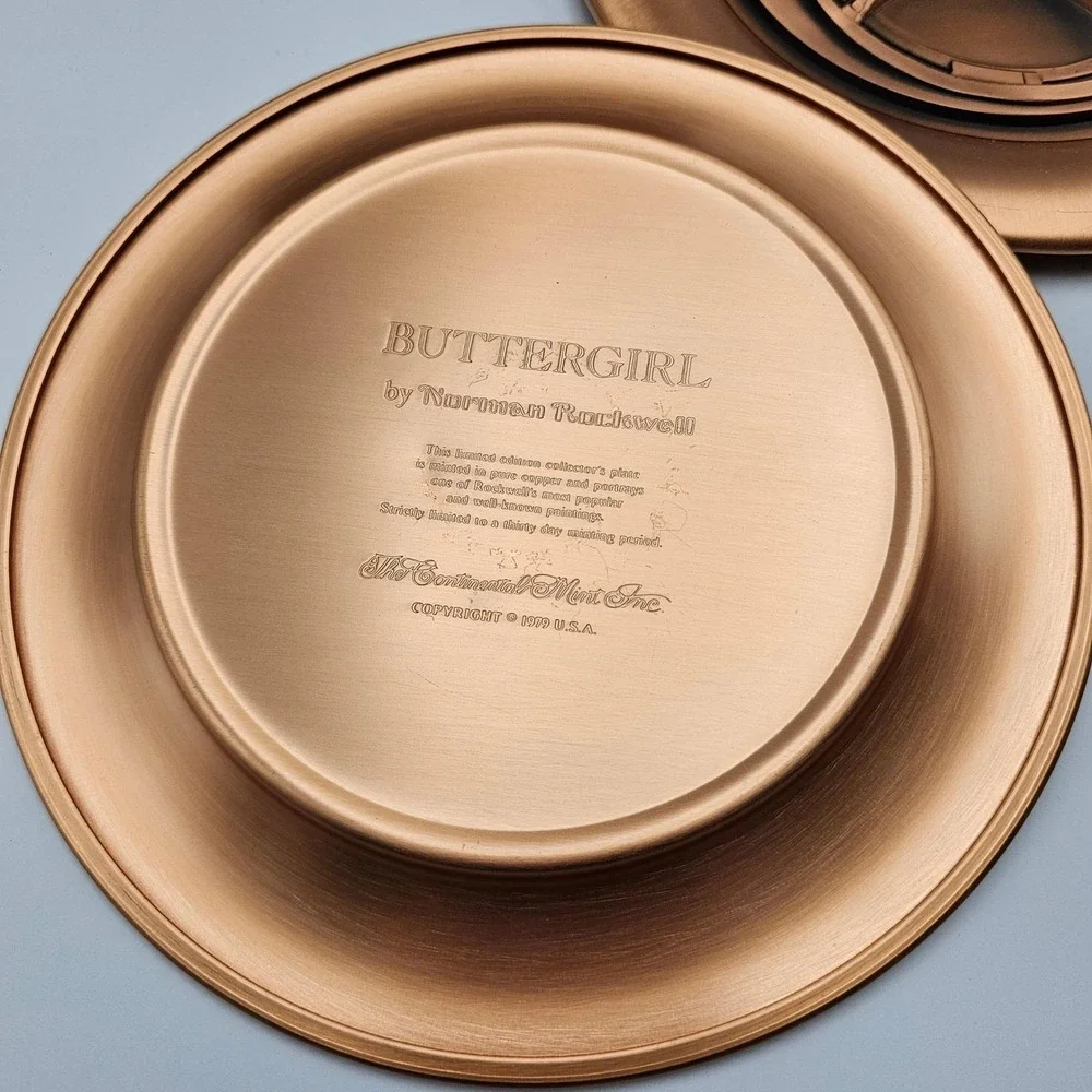 Norman Rockwell Memory Album‎ and Buttergirl Collector Plate Set Copper